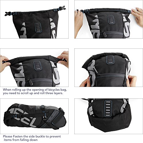 Roswheel Fahrrad Tasche 8L/10L Wasserabweisende Satteltasche Aufrollbare Öffnung aus Polyester mit Reflektierendes Logo - 7
