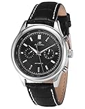 KS Herren Armbanduhr Automatik Mechanisch Schwarz Leder Armband Datumanzeige KS184