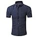 Produktbild Herren Shirts, ABsoar T-Shirt Sommer Poloshirts Kleiner Wellenpunkt Hemd Knopf Stehkragen Freizeithemd Männer Lässiger Geschäft Bluse (XL, Navy)