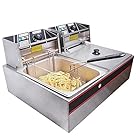 andrew james Double Deep fat Fryer 6+6 Liters Commercial Stainless Steel