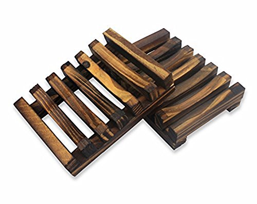 Dunkelbraun-Hawaii-Art Waschbecken Deck Seifenhalter Seifenschale aus Holz Rechteckige Hand Craft Naturseifenhalter - 4