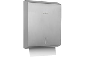 AIKE 400 Fogli Distributore di Asciugamani di Carta Commerciale in Acciaio Inox a Muro con Blocco AK5181 (H2 & Z-Fold Formato Carta Piegata 27 x 10 cm O Più Piccolo)