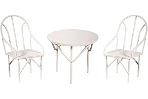 Rayher Sitzgruppe, Eisendraht, weiß lackiert, 3teilig, 2 Stühle, 1 Tisch, Miniaturmöbel, Dekoration Sitzgruppe, 46066102