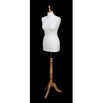 Manichino Da Sarto Donna Taglia 40/42 - Con Treppiede In Legno E Copertura In Jersey Nero