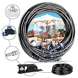Deyard Kit d'irrigation Goutte à Patio Misting Micro Flow Drip Kit with 65.6FT(20M) Jardin Brumisation Refroidissement Système d'arrosage Distribution pour Trampoline de Serre pour Waterpark