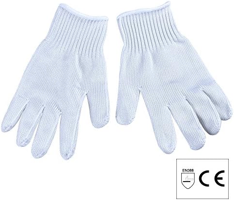 Work Gloves Stainless Steel Wire Mesh Gloves - Cut Resistant, Safety Work gloves Anti-Slash Cut Static Resistance Protect Gloves - Resistant Level 5 Cut (1 pair),Size 9 (Large) (White)