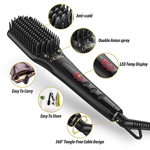 BeautyWill Haarglätter-Bürste mit MCH Technologie, Doppel-Anionen, Anti-Verbrüh-Kammzähne für eine schnelle Haarglättung - 3