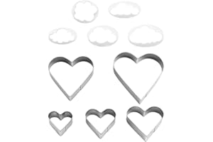 EHDWXVZM Set di 10 stampi per biscotti a forma di cuore, in acciaio inox
