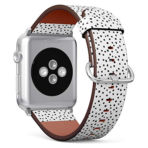 Compatible with Apple Watch 38mm & 40mm Leather Watch Wrist Band Strap Bracelet with Stainless Steel Clasp and Adapters (Polka Dot)