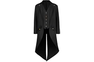 KGIHPC Men's Steampunk Vintage Jacket Medieval Gothic Victorian Tailcoat Uniform Halloween Costume