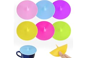 AWAVM 6 Stück 10 cm Silikon-Wasserbecherdeckel, kreativer Wassertropfen-Bonbonfarbendeckel, Silikondeckel, Tassendeckel, Teetassendeckel, Schüsseldeckel, Teekannendeckel, 6 Farben