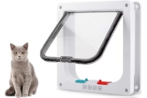 iPobie Katzenklappe Dünne,Hundeklappe 4 Wege Magnet-Verschluss,Einfache Installation Katzentür Haustiertür In Wand/Holztür,Silent Haustierklappe Katzen Und Kleine Hund,20 X19 X 5.5 cm Weiß