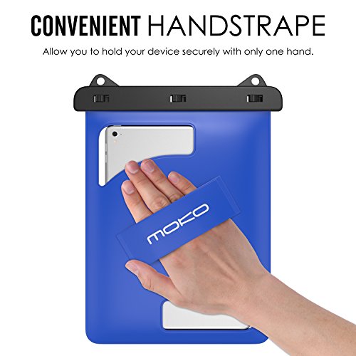 MoKo Wasserdichte Hülle Tasche Beachbag mit Halsband für MediaPad M2 10 / Samsung Tab A 10 / Tab A 9.7 / Tab E 9.6, bis zu 10 Zoll Tablets, Schutzhülle für Strand, Wandern, Outdoor – IPX8, Blau - 7