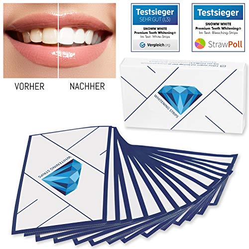 Tiras blanqueadoras premium - Indoloras - Los mejores resultados en tests - Blanqueador dental - Blanqueador de dientes dientes blancos (28 White Strips)