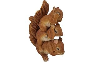 G&H DECOR Ornamenti da giardino realistici da 30 cm a forma di scoiattolo per esterni - Figurina di scoiattoli - Adatto per uso interno o esterno - Animale resistente alle intemperie (ROSSO)