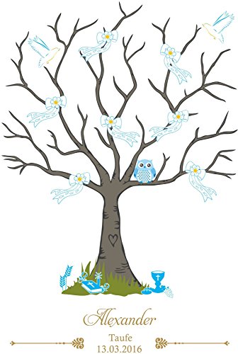 Kerze für die Taufe Taufkerze mit eigenem Namen und Datum (Motiv 14) Weiß - 2