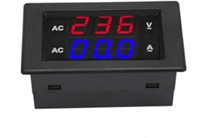 HILILAND 2 in 1 Pannello Meter Voltmetro di Alta Precisione LED Digital Multimetro, Amperometro a Doppio Schermo AC 100~300V 0-100A(Red-Blue)