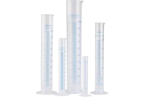 Beavorty Cilindri di Misura in Plastica Trasparente, Set di 5 Pezzi, Prove Graduate per Laboratorio, 50 ML, 100 ML, 250 ML, 500 ML, 1000 ML, Base Stabile, Resistente Prodotti Chimici