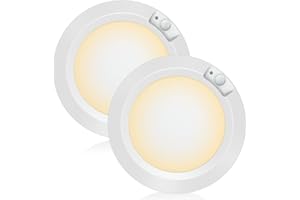 Awanber Deckenlampe Batterie mit Bewegungsmelder, 210LM LED Batteriebetrieben Deckenleuchte Ohne Strom Innen Aussen Lampe für Schuppen, Garage, Keller, Flur, Schrank - Ø16cm 3000K Warmweiß (2 Stück)