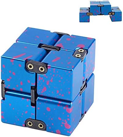 Ponangaga Infinity Fidget Cube Finger Toys for Adults Kids, New Version Aluminium Alloy Infinite Cube Anti-Stress and Anxiety Relief Toys, Great for Travel, Home, School, Office (Starry Blue)