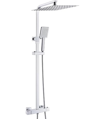 Roca Even-T SQUARE Thermostat-Duschsäule – Höhenverstellbar (80-117,5 Cm), Mit Schwenkbarem Duscharm