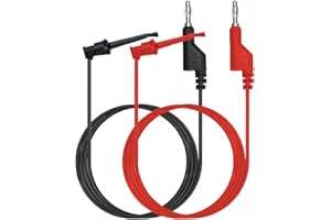 Greluma 2 Piezas Banana para probar cables de prueba de gancho, conector banana apilable de 4mm para probar clips de gancho Cables de prueba flexibles 500V 5A para pruebas eléctricas de multímetro