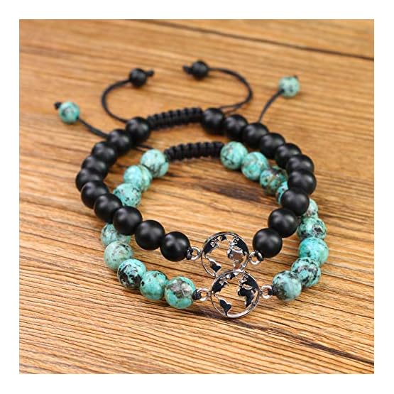 COAI Pulsera para Pareja de Distancia en Piedras Naturales con Amuleto Globo - Imagen 3