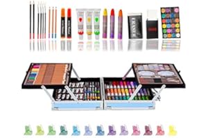 MKNZOME 200pcs Conjunto de Dibujo de Arte, Creatividad Herramientas de Pintura Incluye Crayones de Cera, Acuarelas, Lápices de Colores, Pasteles, Regalos para Niños, Estudiantes, Principiantes y Artistas#2