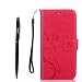 Produktbild Google Nexus 5X Hülle, Google Nexus 5X Schutzhülle, Alfort 3 in 1 Lederhülle Fashion Design Premium PU Leder Hohe Qualität Tasche Case Cover Kasten Abdeckung Wallet für Google Nexus 5X 5.2" Smartphone Funktion Standfunktion Unterstützte Telefone und Magnetverschluss mit Schmetterling ( Rote ) + Alfort Schwarz Stylus Pen + Netter Staub Stecker