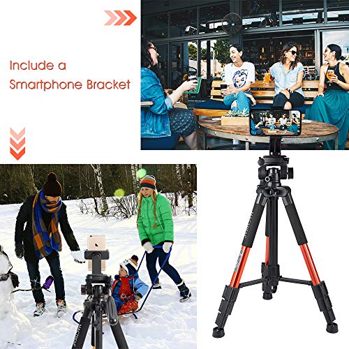 Trípode Cámara Reflex Mactrem Trípode Completo Flexible PT55 con Rótula para Canon Sony Nikon DV iPad Movil iPhone -Trípode para Viajes (Naranja)