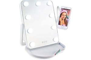 Studio Creator Hollywood Mirror – Large Vanity Mirror with 3 Light Modes, Touch Brightness Control & 360° Phone Holder – Perfect for GRWM, Selfies, Makeup and Beauty Tutorials