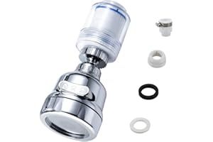 WOETWOAT Filtro per acqua del Rubinetto,Sistema di filtrazione del rubinetto con cartuccia del filtro,Rubinetto Girevole a 360 gradi Rubinetto separabile Aeratore 3 modalità Posizione (Silver)