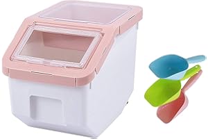 Uotyle Pet Food Storage Container Seal Pet Food Container With Spoon Airtight Dry Food Dispenser for Dog ＆ Cat Food 5-6KG(Small Pink)