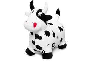 Vastoy Animal Hopper for Kids 2-6 Years, Animal Hoppers Inflatable Bouncy Ride-On Toy with Hand Pump, Indoor Outdoor Play Inflatable Cow with Fabric Removable Cover