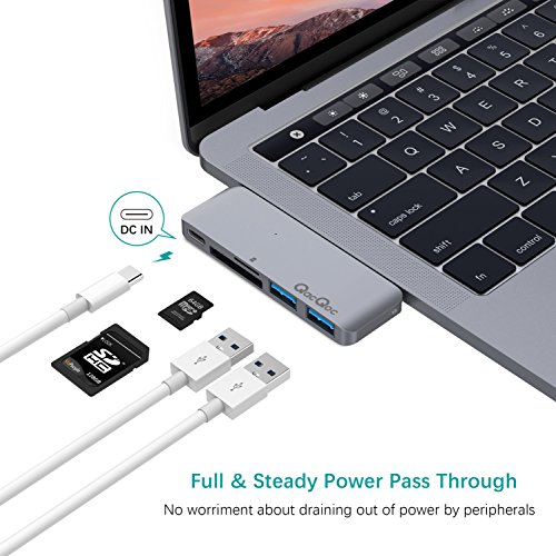 Bqeel Premium USB-C Hub mit 2 USB 3.0, 2 SD Port und 1 USB-C Port ultra leicht / mobil für Type-C Computer und Tablets wie MacBook Pro 2016, MacBook 2015/2016, Google Chromebook 2016 (Grau) - 3