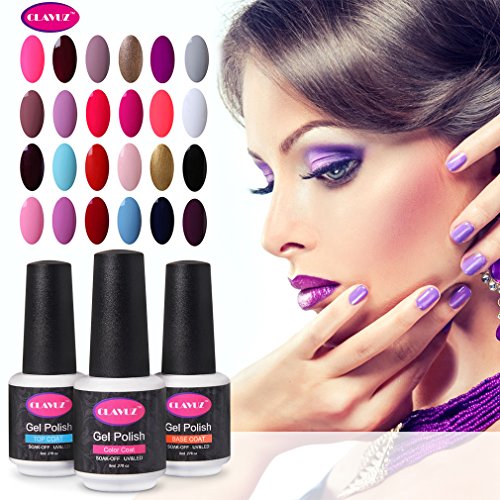 Clavuz Nagellack-Set, matt, mit Über- und Unterlack, Soak-off-UV-LED, 8 ml - 2