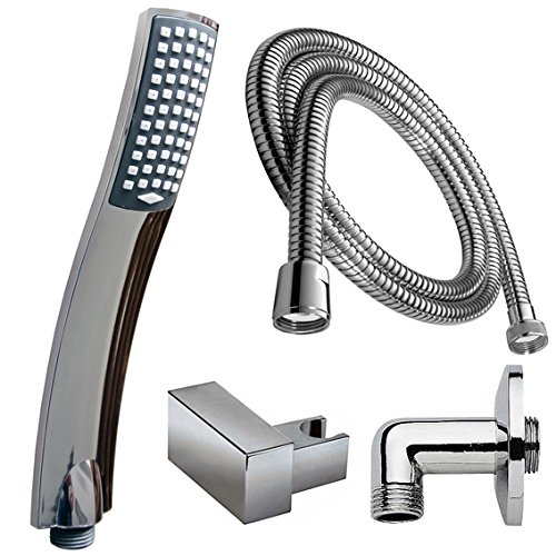 Duschkopf mit Schlauch und Brause-Halter von SANIXA | Duschbrause Set ABS verchromt mit Duschschlauch 200cm Duschsysteme Hand-Brause mit Brauseschlauch und Brausehalter mit Wandnaschlussbogen Brausegarnitur Duschset | Badezimmerausstattung