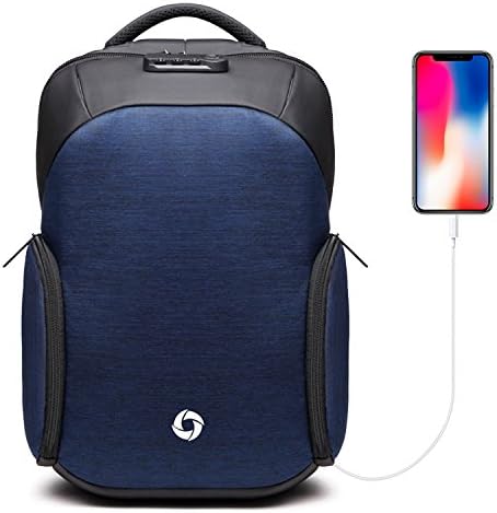 Business Laptop Backpack with 2 Rain Cover, Fresion Anti Theft USB Rucksack Travel Daypack fits to 15.6 inch Computer Notebook for Men Women(Blue)