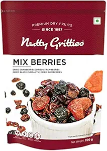 Nutty Gritties Mix Berries Dried Fruits Berry - Dried Cranberries, Blueberries, Strawberries, Black Currants - Healthy Snack for Kids and Adults - 200g