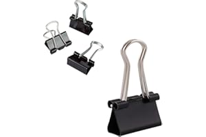 D.RECT Set di 12 Clip Pieghevoli in Metallo – Clip Ferma Carta 15 mm – Fermagli Neri per Documenti, Carta, Appunti – Ideali per Ufficio, Casa e Scuola