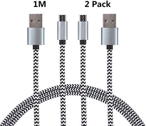 Micro USB Cable [3.3ft/2pack] 2.4A Fast Charging Cable Nylon Braided Android Charger Cables for Android Devices,Smartphones, Samsung Galaxy, Kindle, Nexus, HUAWEI, LG, Sony, Nokia, HTC, Motorola Microsoft and More