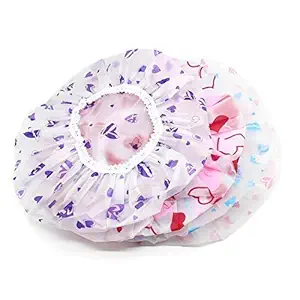 Mahi Enterprise Reusable Printed Shower Cap with Elastic Band for Home Use/Salons/Spa/Hair Treatment/Beauty Parlours for Both Men and Women Bathing Accessor (Multicolour) -Set of 3