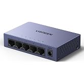 UGREEN 5 Ports 1000Mbps Network Managed Ethernet Switch | RJ45 Hub Plug and Play QoS VLAN Link Aggregation Low Power Rugged M