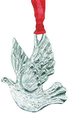 Luxury Handcast Pewter Turtle Dove Christmas Decoration on organza ribbon (red, green, blue or purple ribbon)