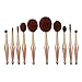 Oval Makeup Brushes Set 10 Piece Professional Elite Spoon Glitter Super Soft Fashionable Rose Gold Toothbrush Make Up Brush for Powder Foundation Eyeshadow Eyeliner Lip Cosmetic Brushes with Gift Box