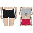 AJ FASHIONS Pack of 3 Spandex Soft Cotton Stretchable Lycra Red-Grey-Black Boy Short Panties - Pack of 3, Free One Pair Transparent Bra Strap