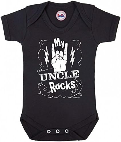BritTot Funny Boys or Girls Babygrow 'Uncle Rocks' Baby Vest Christening Shower