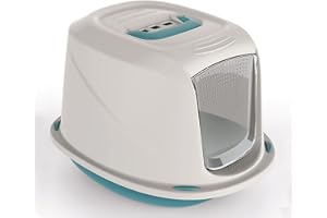 MEDIAWAVE STORE 10586 Inodoro WC para gatos mod. GALAXY con puerta frontal 45x36x31,5 cm (filtro de carbón activo para evitar olores) (AZUL)