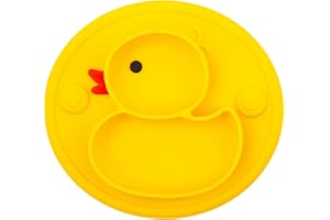 Qshare Baby Suction Plate, Toddler Silicone Divided Non Slip Placemat, Fit for High Chair Tray, BPA-Free Dishwasher & Microwave Safe Kid Travel Portable Feeding Plate, Best Baby Gift 22 * 20 * 2.5cm