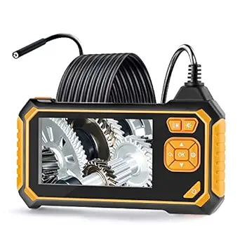 Industrial Handheld Borescope, Fantronics Rechargeable Inspection Camera with 1080P HD 4.3inch LCD Screen, 32GB TF Card, 6 LED Lights, Semi Rigid Snake Cable Camera(16.4ft)